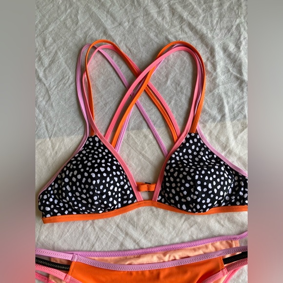 Victoria secrets retro vibes summerOrange and Black Polka Dot Bikini Set size S - Picture 8 of 9